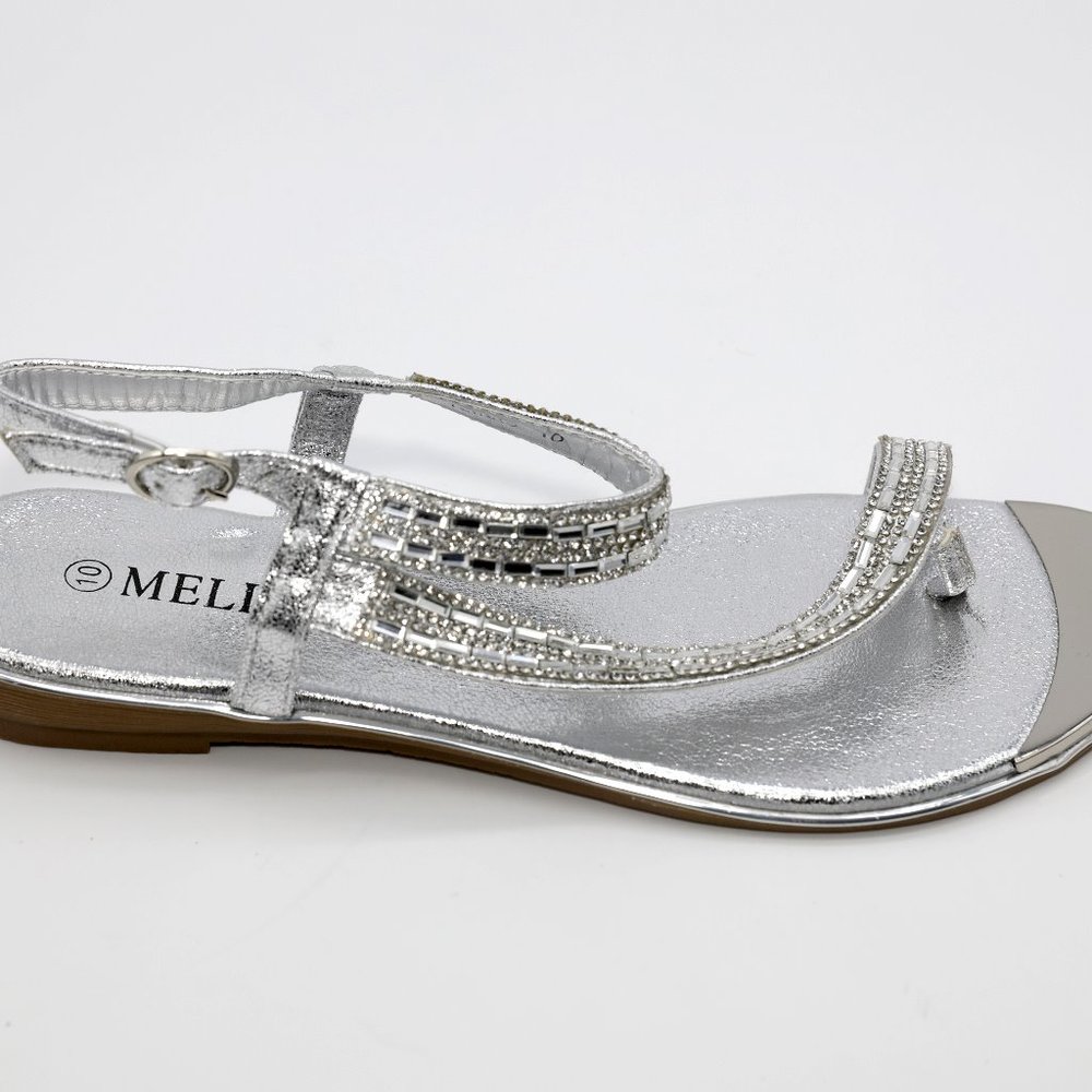 MELLY Child's Silver Rhinestone Sandals - Picture 3 of 5